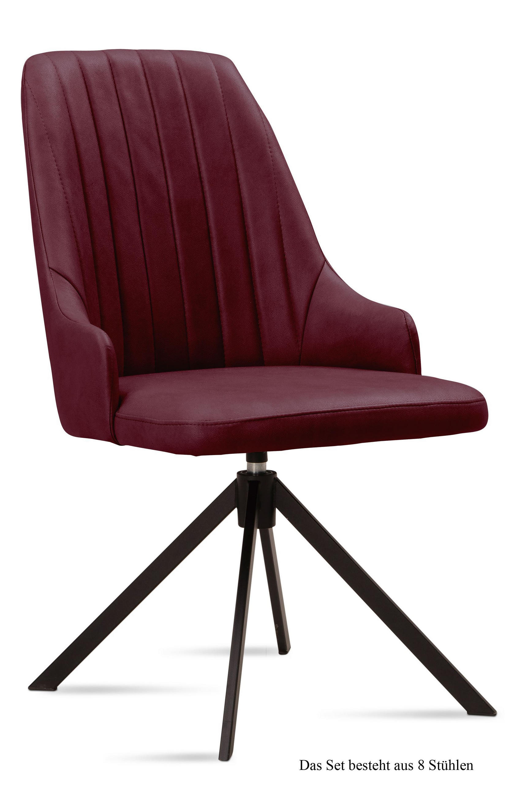 ESSZIMMERSTUHL drehbar (8er-Set) Denise 52x91x60 Schwarz/Marsala - Brombeere/Schwarz, Kunststoff (60/91/52cm) - 58aufmkessel