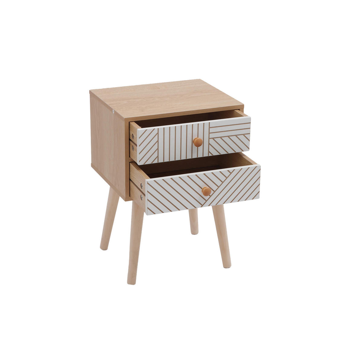 NACHTTISCH 2 Schubladen Braun Weiß 35/29/50,5 - Braun, Holz (35/51/29cm) - Mobili Rebecca
