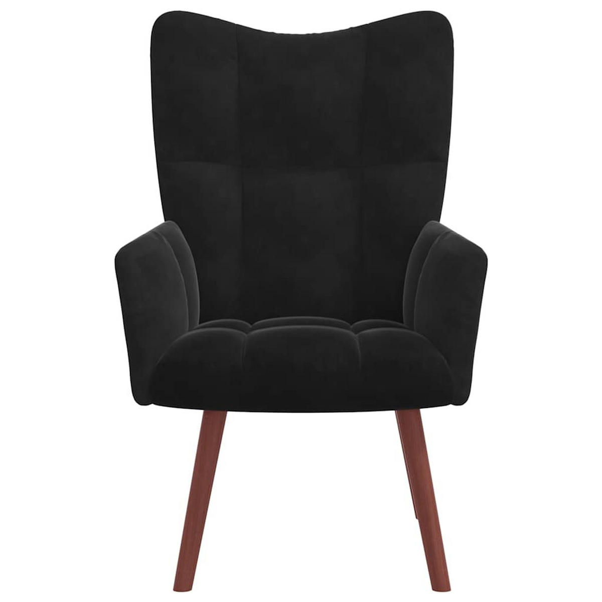 SESSEL mit Hocker, Holzbeine 61,5/69/95,5 cm aus Samt Schwarz - Schwarz/Braun, Holz/Textil (61.5/95.5/69cm) - vidaXL