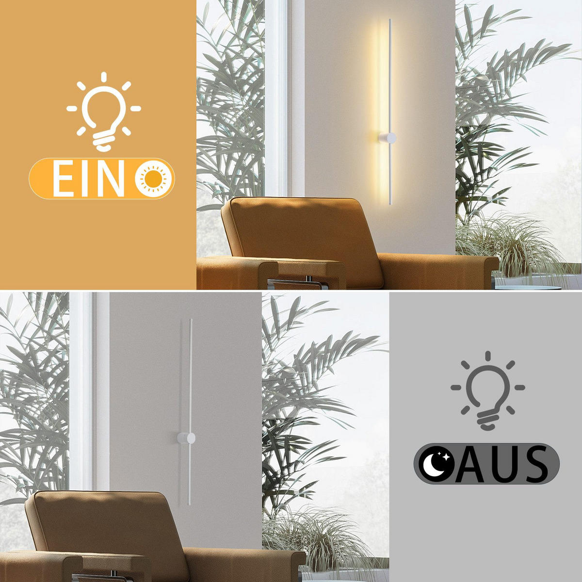 LED - WANDLEUCHTE Meerthion 10.0/6.0/60.0 cm - Weiß, Metall (10/6/60cm) - ZMH