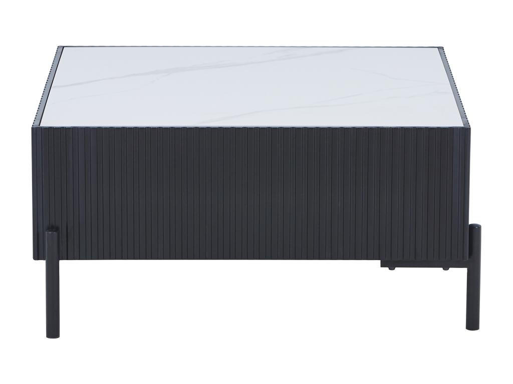 COUCHTISCH - Keramik, MDF & Metall - Schwarz & Weiß - CYNDORA - Schwarz, Holz (80/80/40cm) - Vente-Unique