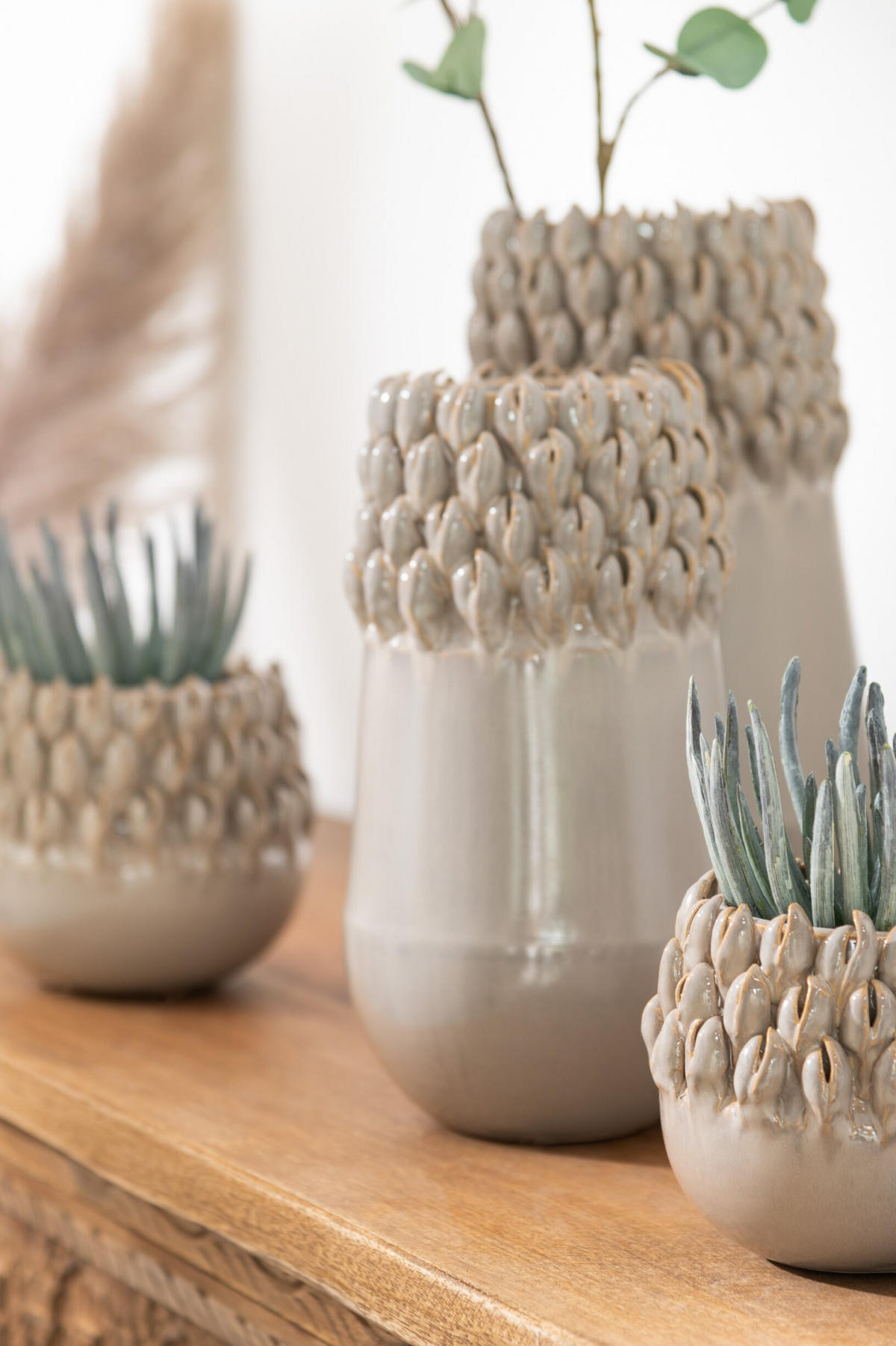BLUMENTOPF IBIZA - Töpferei - Grau - L - Ø 15,5 cm - Grau, Keramik (15.5/14.5cm) - J-Line