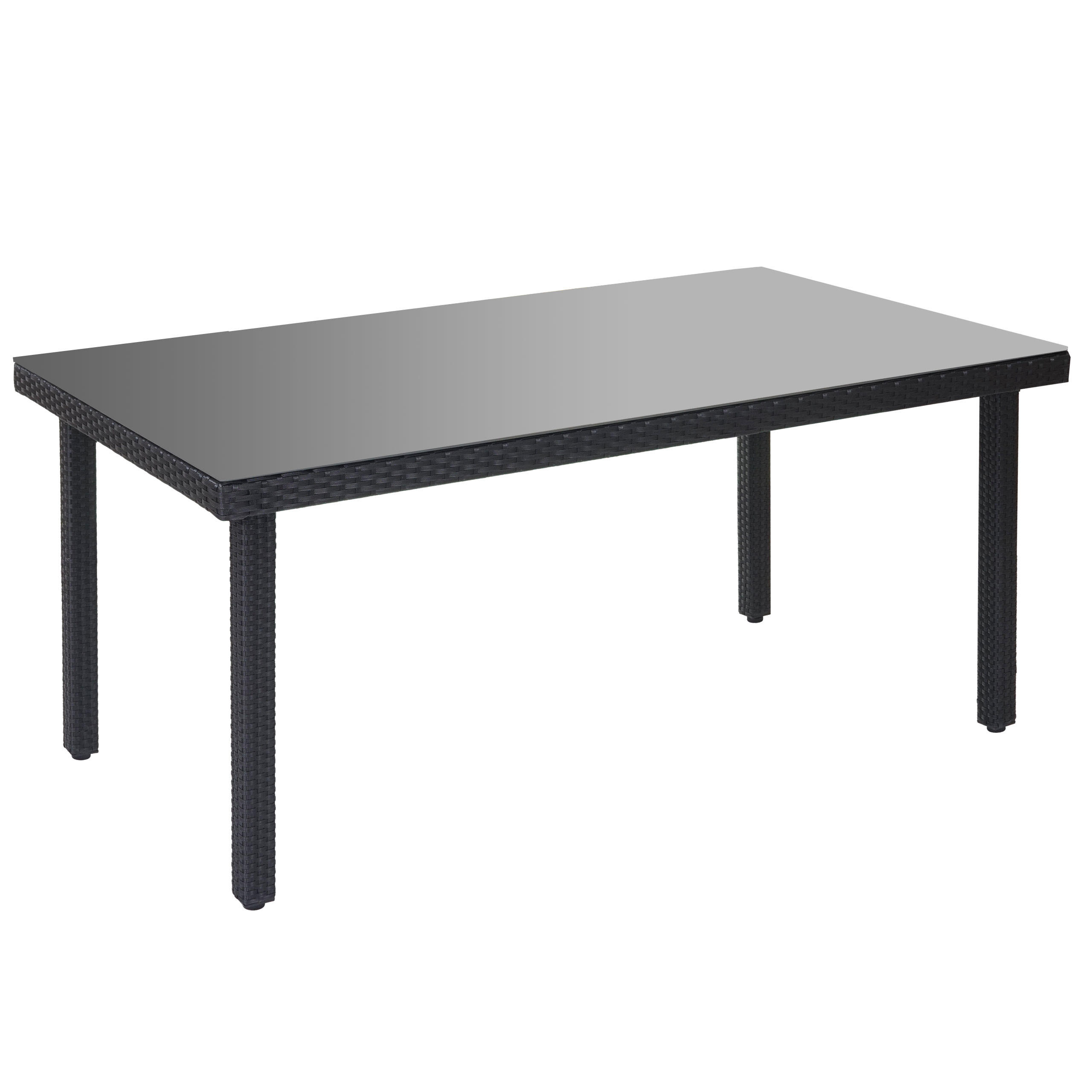 POLY-RATTAN-GARTENTISCH rechteck Anthrazit - Anthrazit, Kunststoff (90/160/74cm) - MCW
