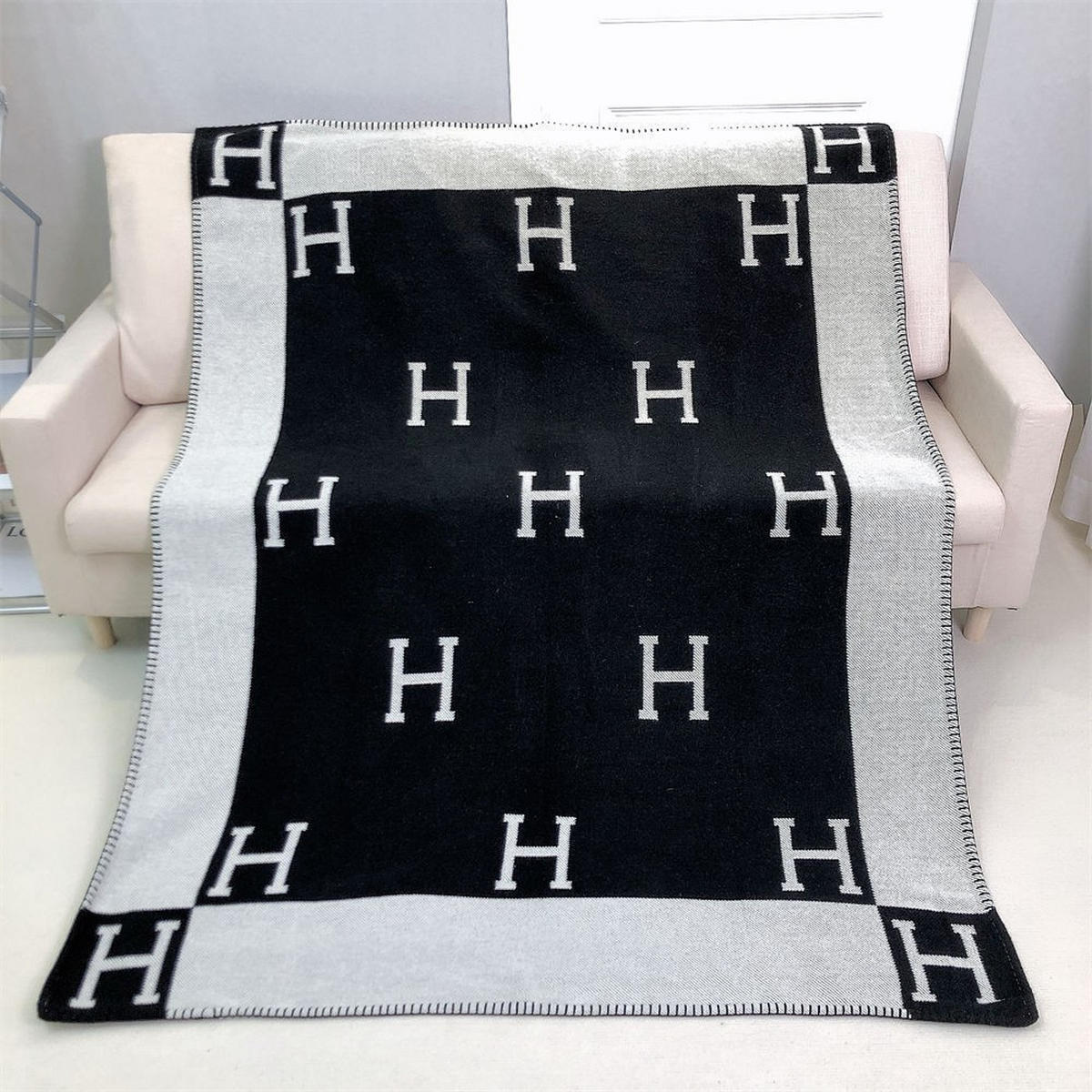 WOHNDECKE Double 175/140 cm - Schwarz, Textil (140/175cm)