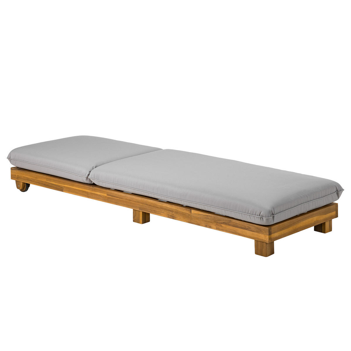 GARTENLIEGE - Akazie massiv / Polyester - Braun / Grau - Verstellbar - Braun/Grau, Holz/Textil (200/32/65cm) - home24