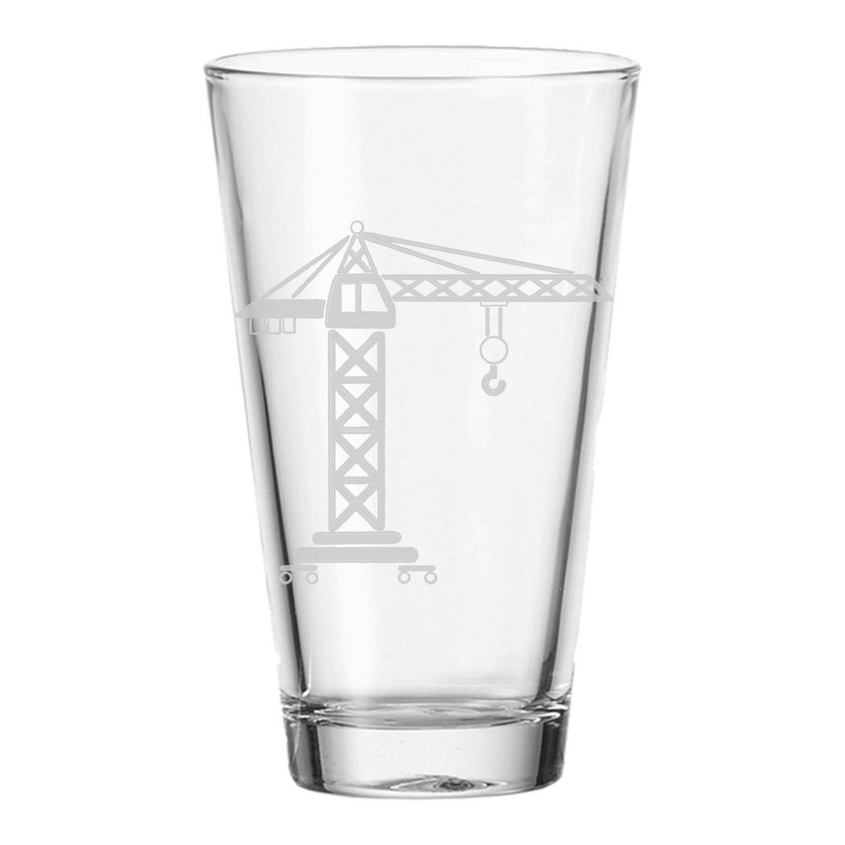 KINDERBECHER Baustellenfahrzeuge transparent 300 ml 3er Set - Transparent, Glas (0.3L) - LUXENTU