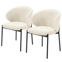 POLSTERSTUHL - 2er-Set - Stahl / Bouclé - Creme, Textil/Metall (57/76/58cm) - home24