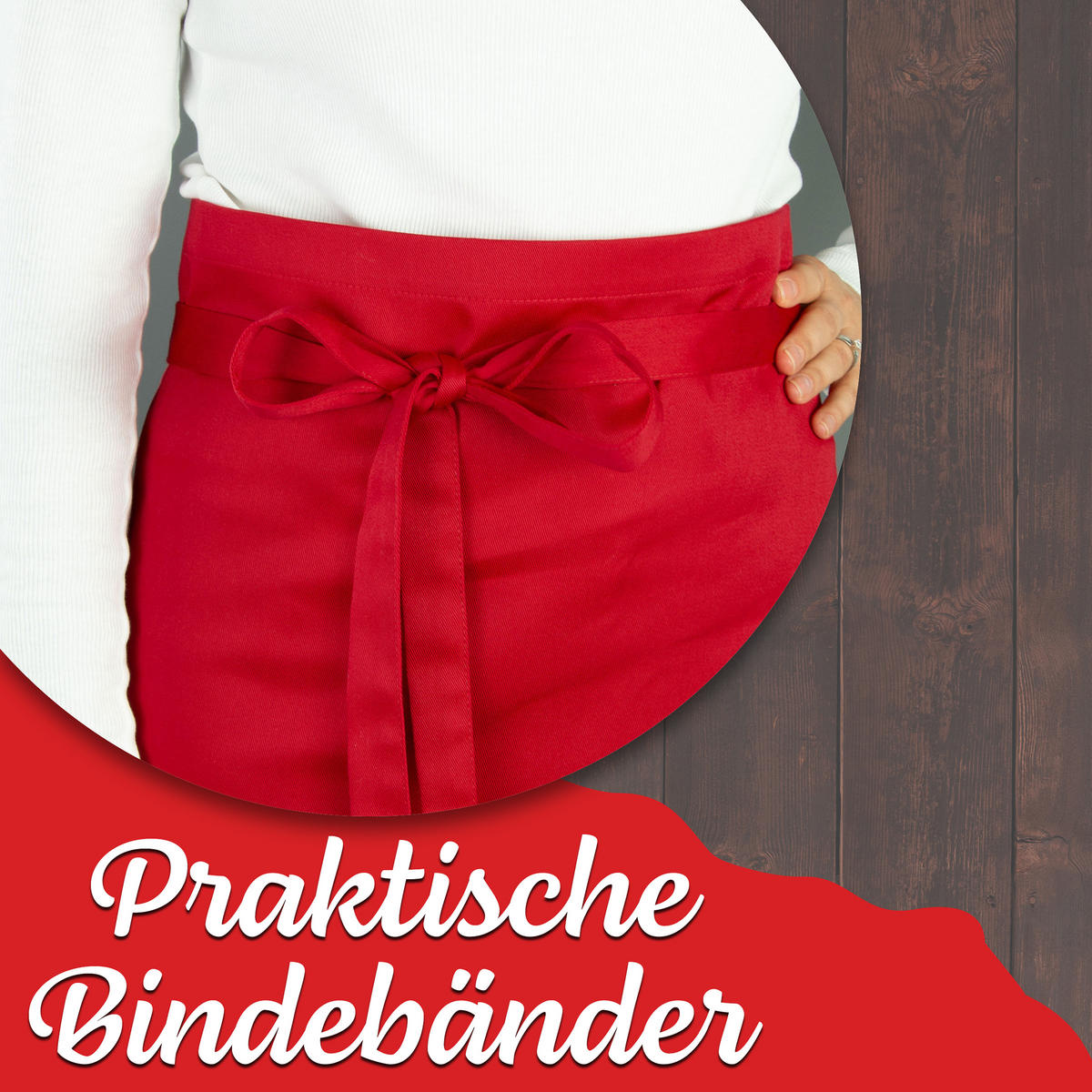 SCHÜRZE , Einheitsgröße, 65% Polyester, 35% Baumwolle, Rot - Rot, Textil (95/100cm) - Zollner
