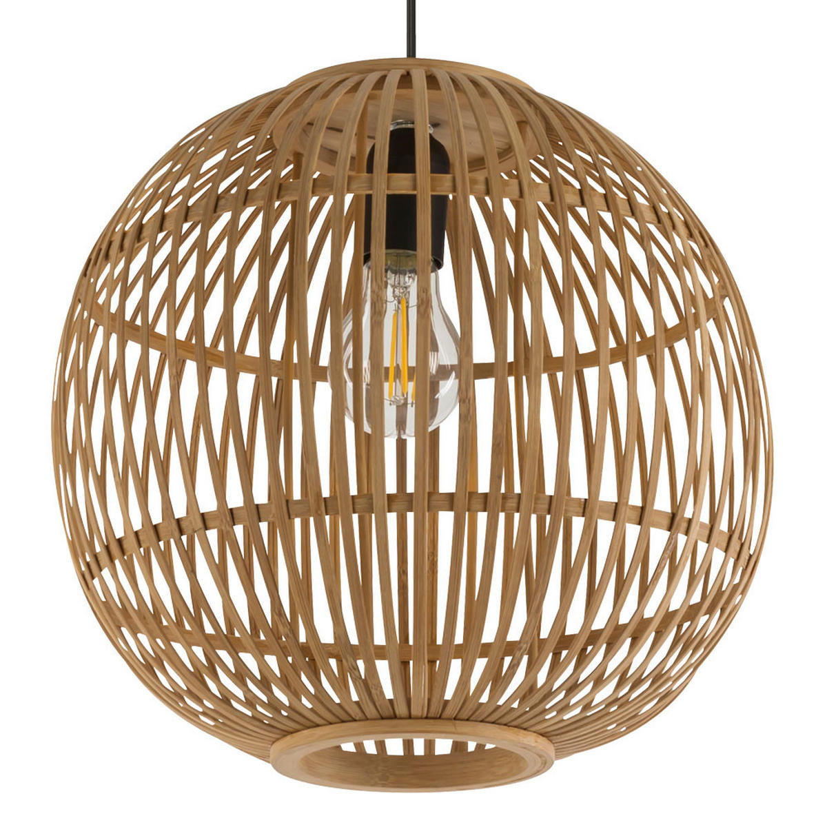 HÄNGELEUCHTE Bambus Geflecht Braun - Braun, Holz (30/30/150cm) - Globo Lighting