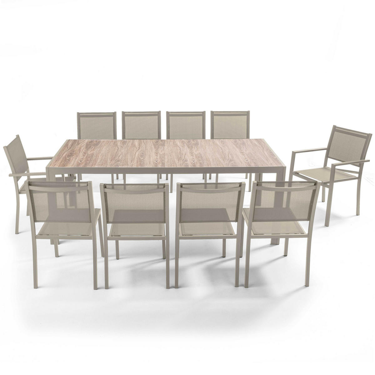 GARTENSET 11-tlg., Beige - Beige, Metall - Oviala