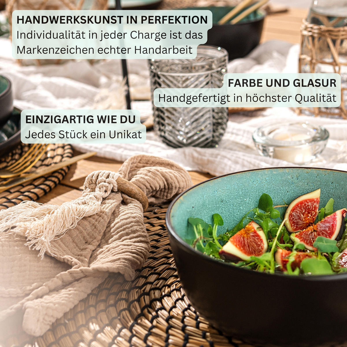 SCHALEN SET FIJI - 6 teilig aus Steingut - Grün, Keramik (21cm) - Sänger