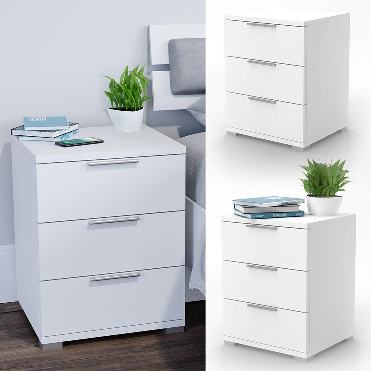 NACHTTISCH Florenz Weiß 46.2 x 60.5 cm - Weiß, Holzwerkstoff (46.2/60.5/42cm) - Vicco