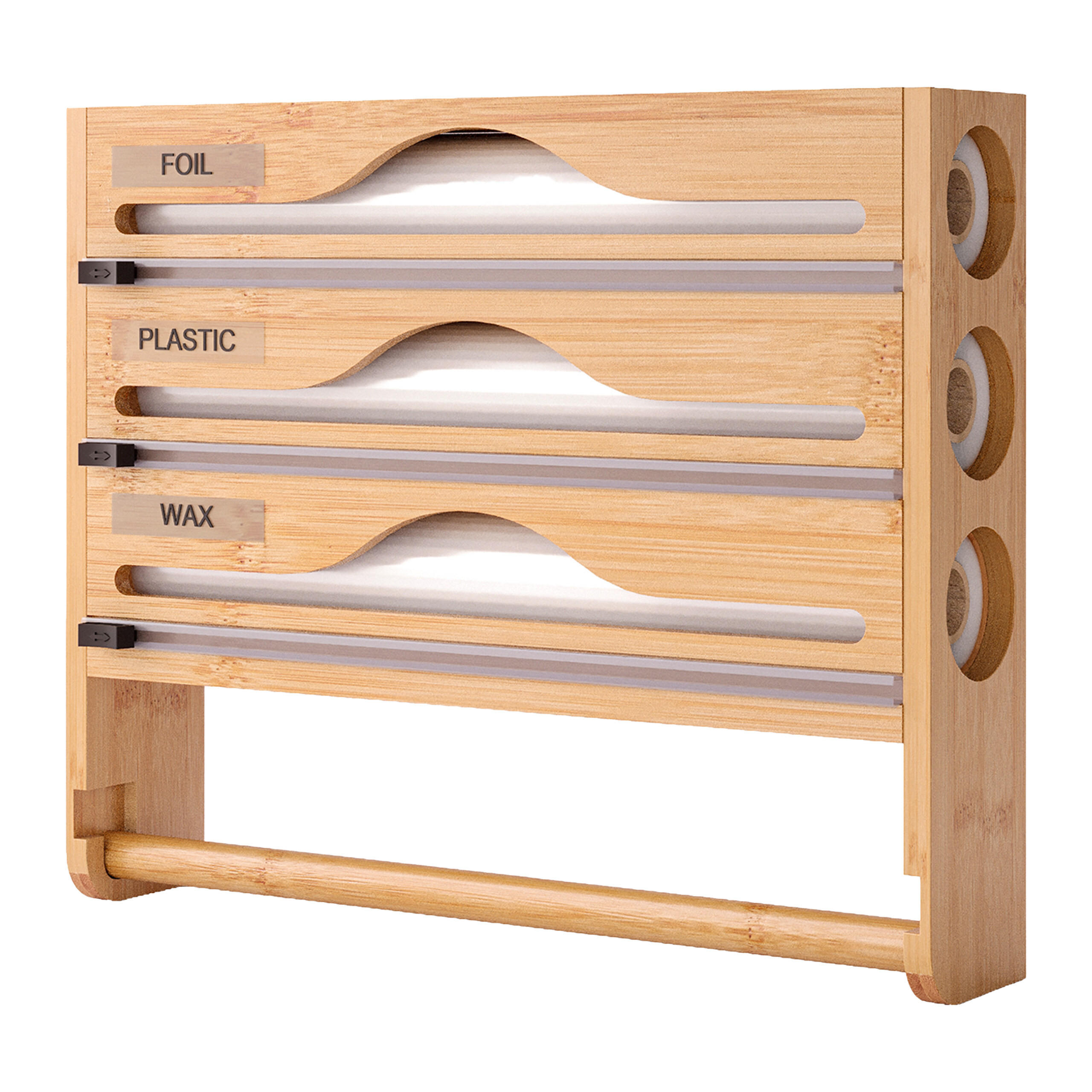 WANDROLLENHALTER - Hellbraun, Holz/Kunststoff (35.5/30/7cm) - Relaxdays