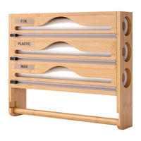 WANDROLLENHALTER - Hellbraun, Holz/Kunststoff (35.5/30/7cm) - Relaxdays