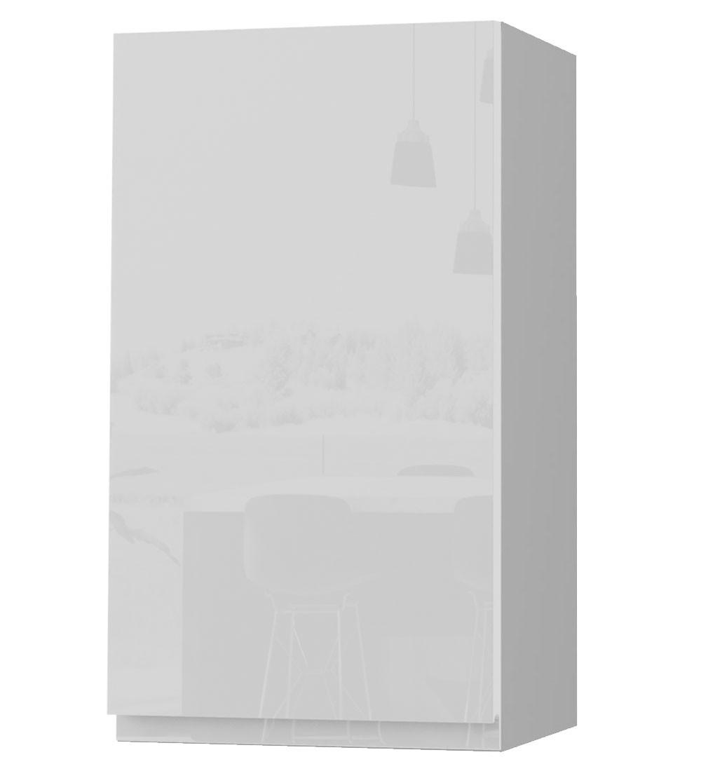 HÄNGESCHRANK Florence W2/40 Grau / RAL 9003 signalweiß HG 40 / 32,5 / 72cm - Türanschlag links - Weiß Hochglanz/Grau, Holz/Holzwerkstoff (40/72/32.5cm) - Feldmann-Wohnen