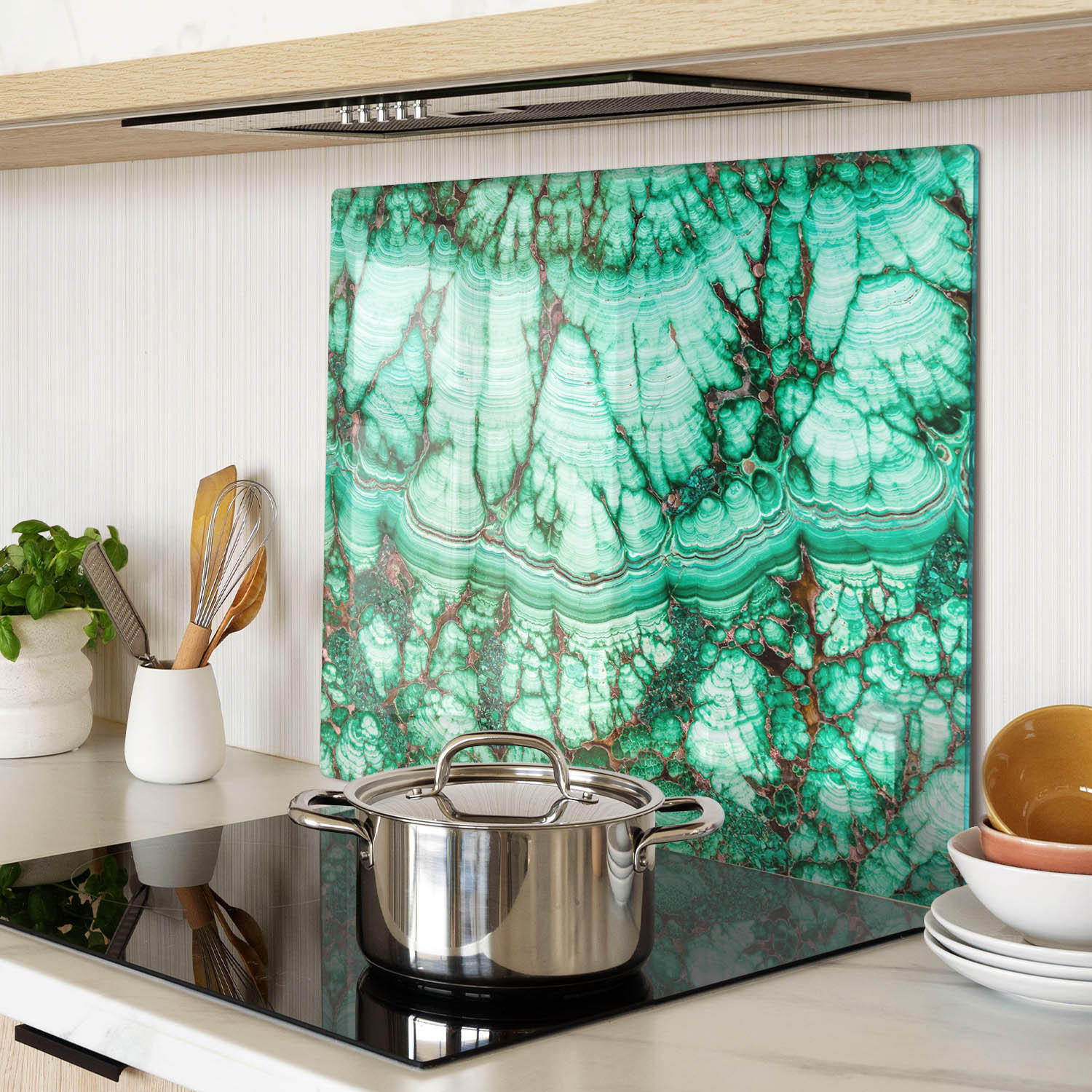 GLASPLATTE 60x52 cm Malachit - Olivgrün/Grün, Glas (60/0.4/52cm) - TULUP