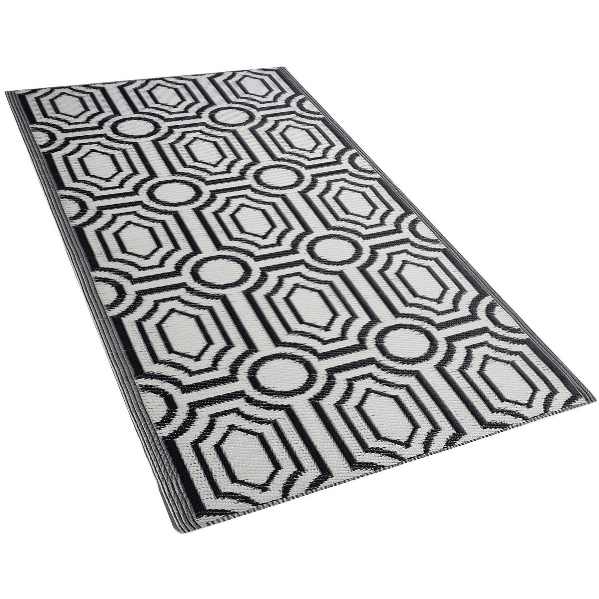 OUTDOOR-TEPPICH Bidar 180/90 cm - Schwarz, Kunststoff (90/180cm) - Beliani