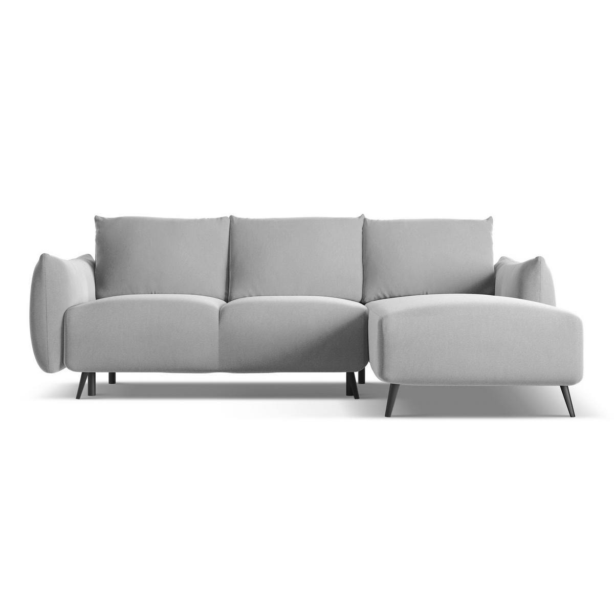 ECKSOFA mit Schlaffunktion Samt Stoff Grau - Schwarz/Grau, Textil/Metall (242/162cm) - LaMiaSofa