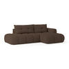 ECKSOFA FLUMA R-S Braun Boucle-Stoff mit Schlaffunktion - Braun, Holz (279/158cm) - MASSENO