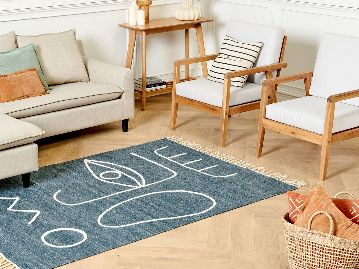 OUTDOOR TEPPICH-Yavu 200/140 cm - Blau, Kunststoff (140/200cm) - Beliani