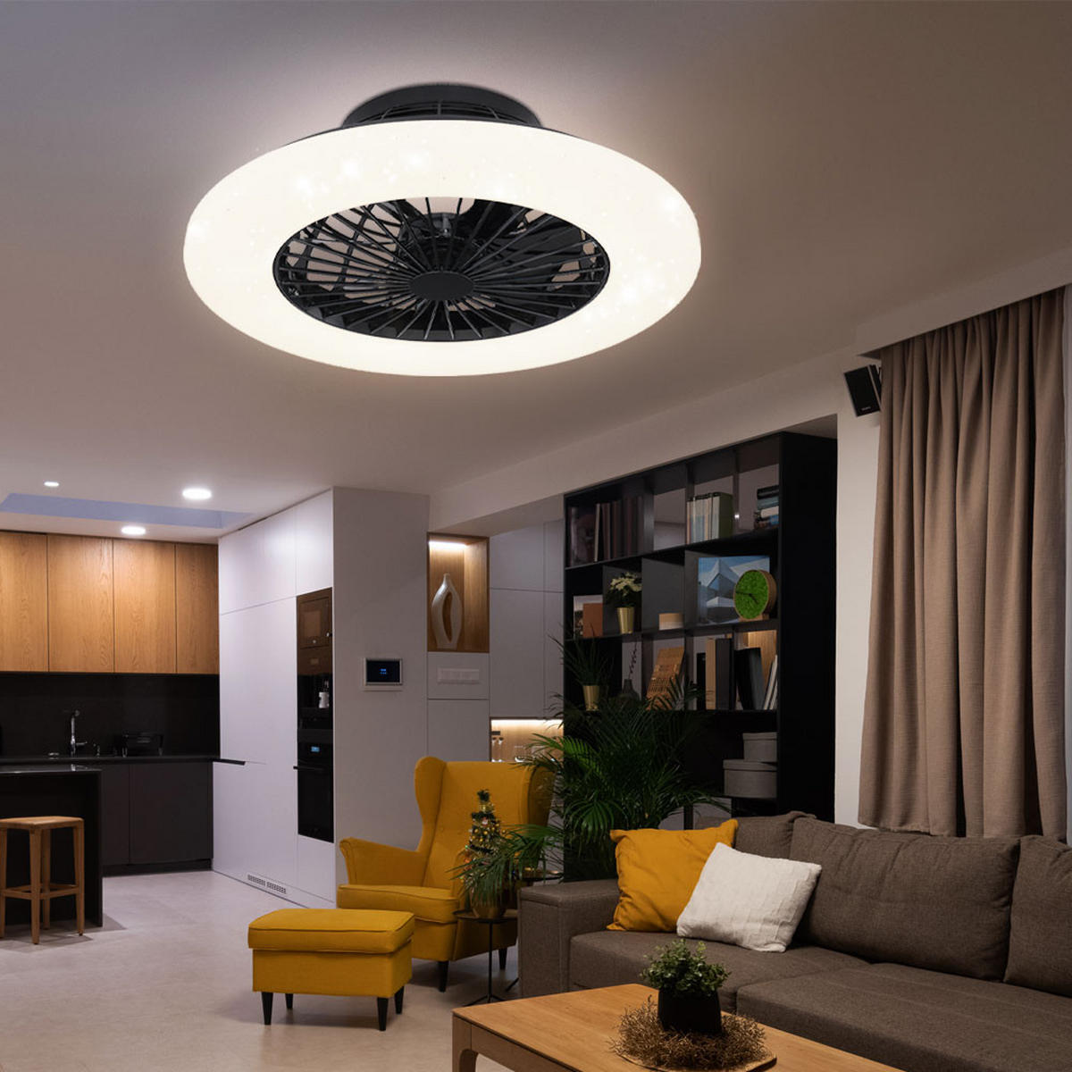 LED DECKENLEUCHTE Deckenventilator Weiß - Weiß, Metall (50/50/17.5cm) - Globo Lighting