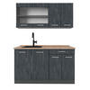 KÜCHENZEILE R-Line Schwarz Beton/Anthrazit 140 cm AP Eiche - Anthrazit/Schwarz, Holzwerkstoff (140/81.6/60cm) - Vicco