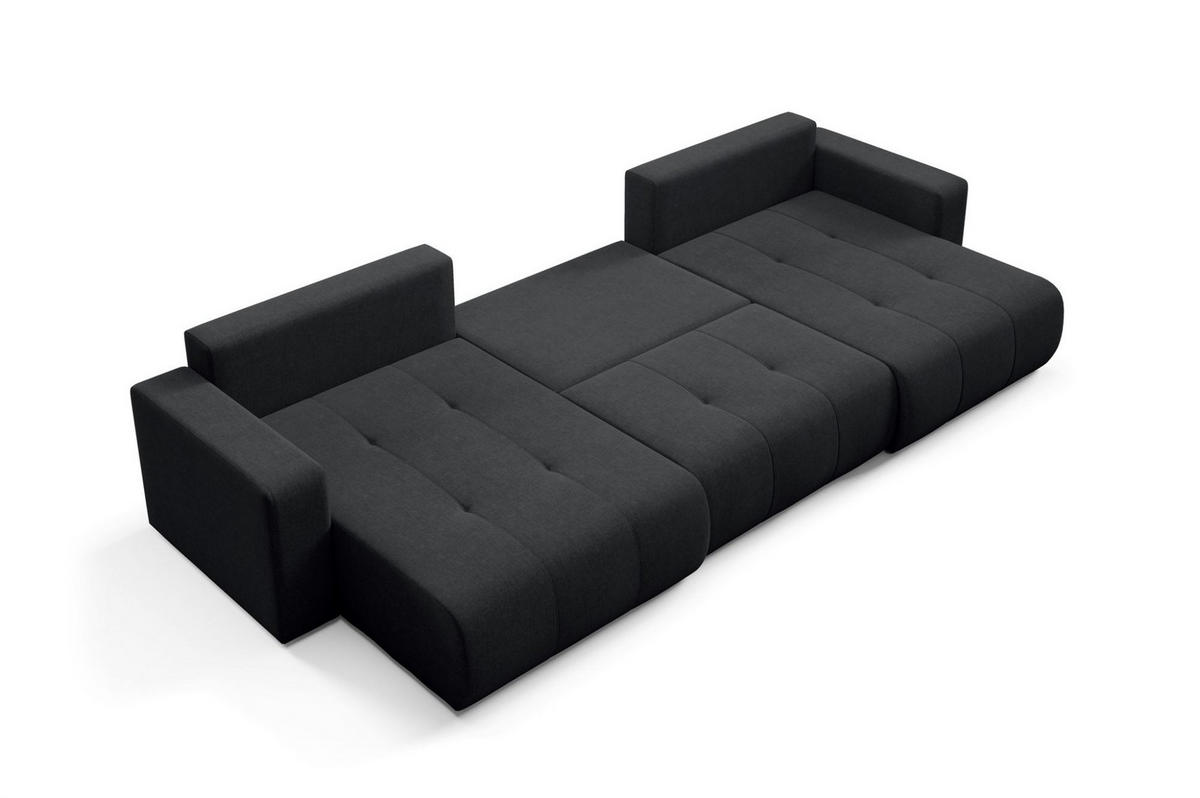 WOHNLANDSCHAFT Augusto - Schwarz, Holzwerkstoff/Textil (344/82/149cm) - Fun Möbel