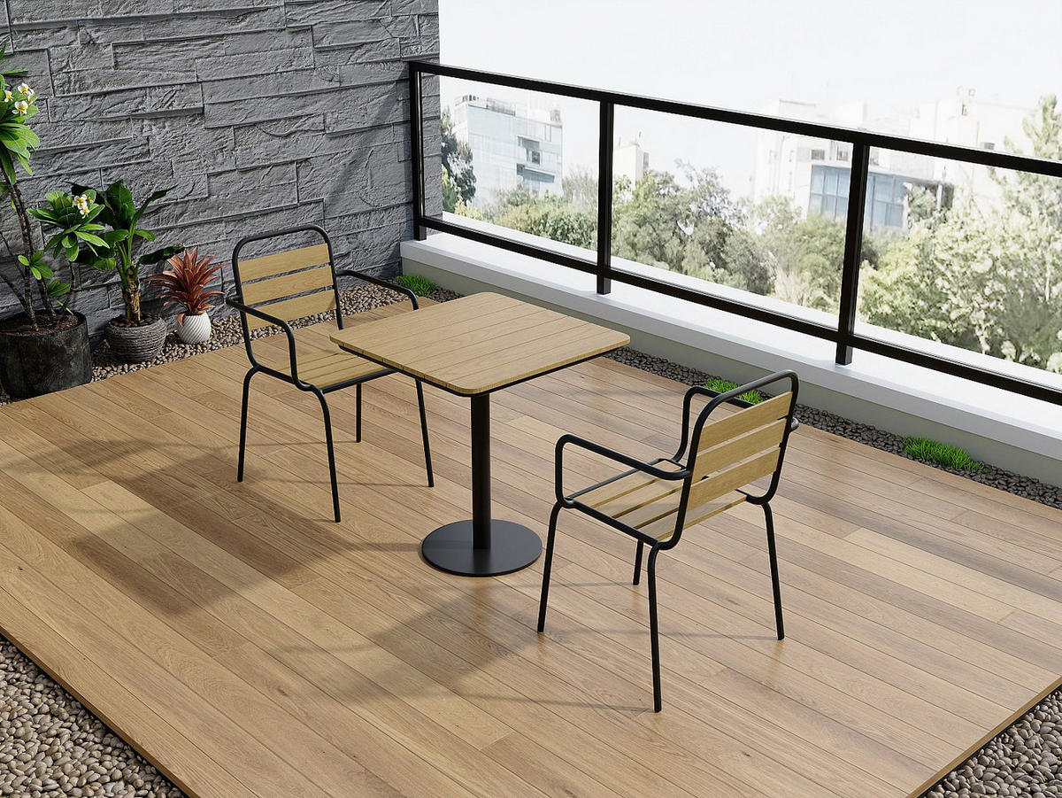 2-TEILIGES Gartenstuhl-Set - 51 x 59,5 cm - Metall - Schwarz - Lylios - Schwarz, Metall (51/80/59.5cm) - Vente-Unique