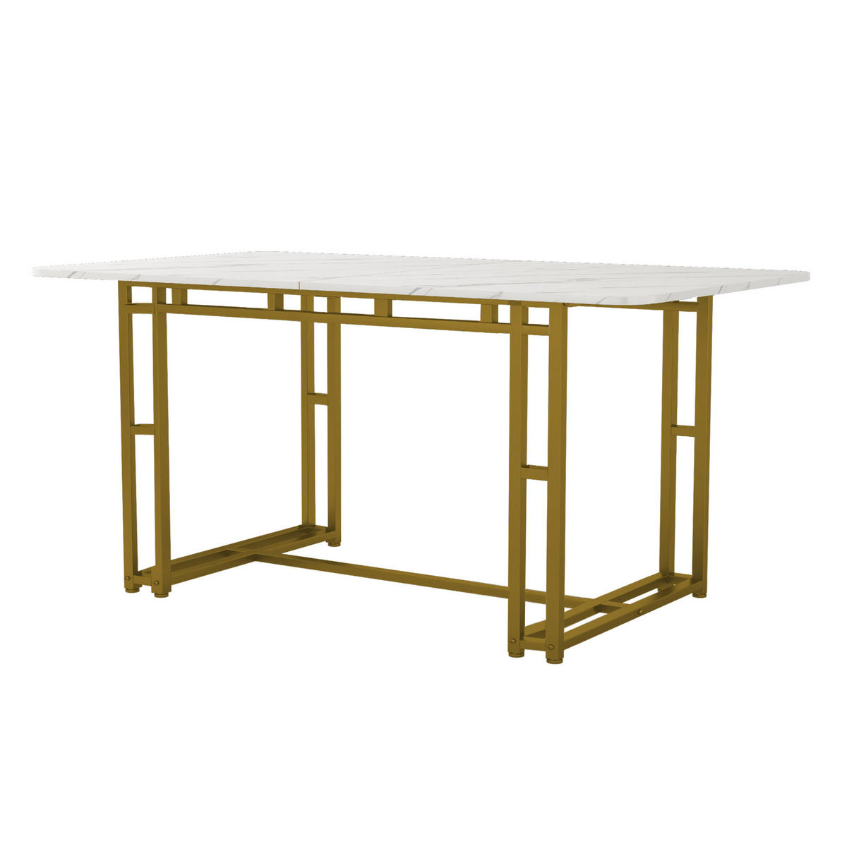 ESSTISCH 120/70/74 cm mit golden Metallbeinen aus MDF modern - Weiß, Holzwerkstoff (120/70/74cm) - OKWISH