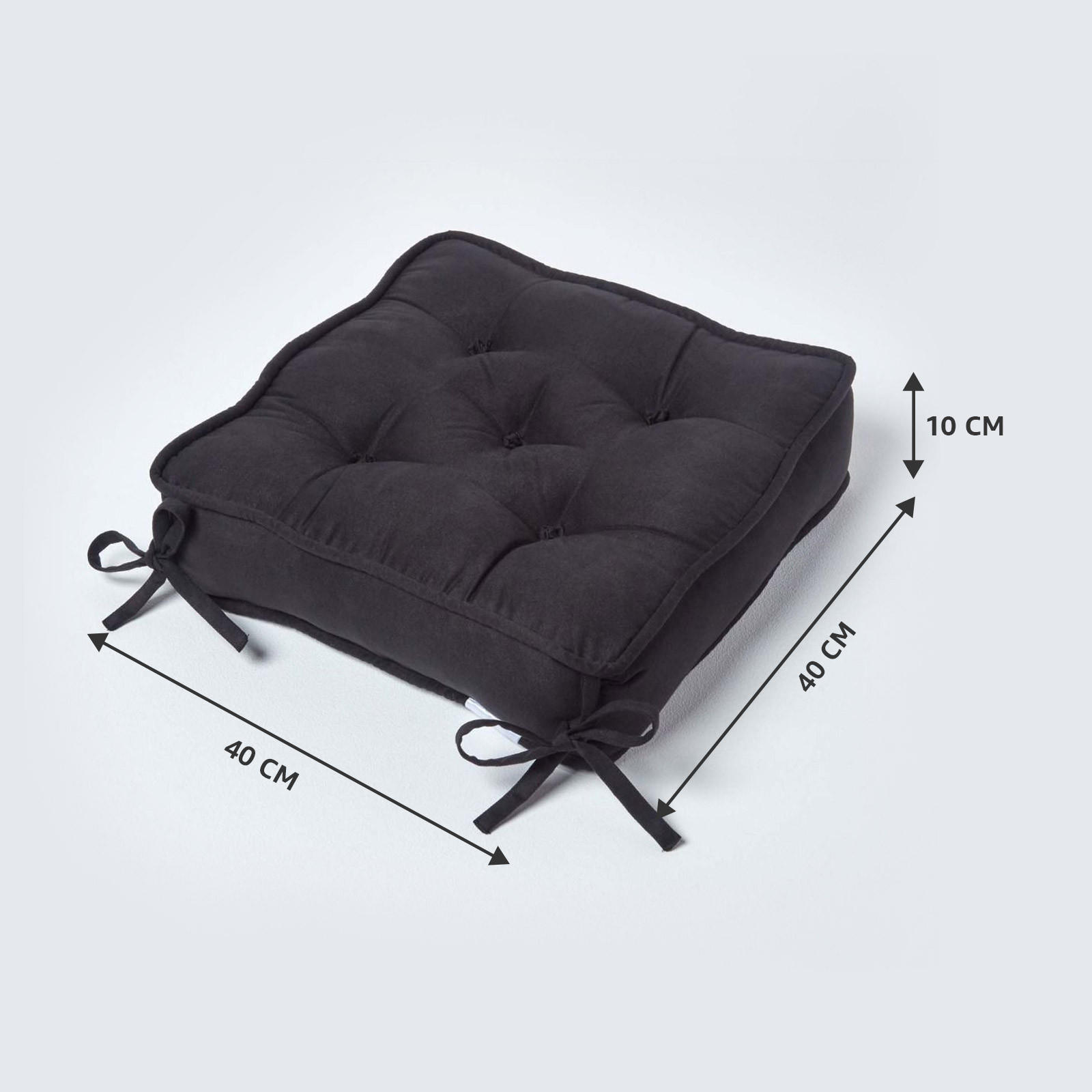 SITZKISSEN schwarz 40/40/10 cm – Stuhlkissen Velours - Schwarz, Textil (40/40/10cm) - Homescapes