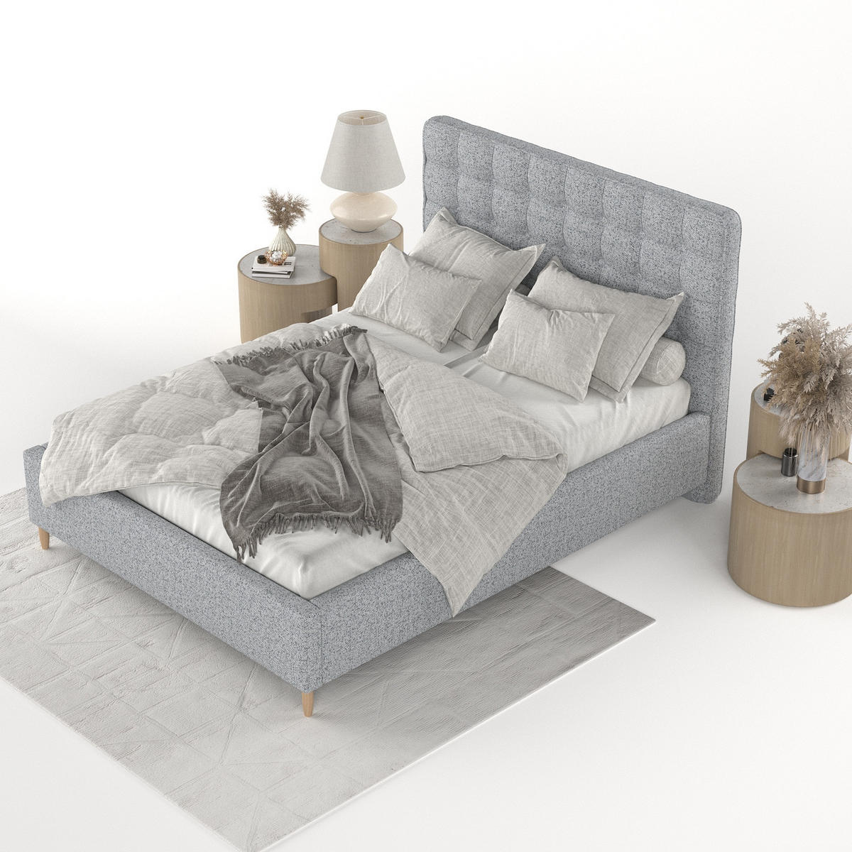 POLSTERBETT Paloma 160/200 cm Grau im Riva Stoff - Naturfarben/Grau, Holz/Holzwerkstoff (160/200cm) - AltaBeds