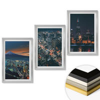 WANDBILDER 3er Set - 40x60 cm Silberner Rahmen - Bergpanorama der Stadt bei Nacht - Silberfarben, Kunststoff (40/60cm) - ArtPrintCave