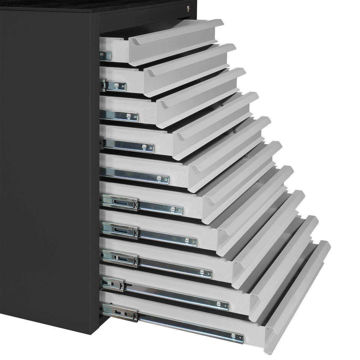 SCHUBLADENSCHRANK Kobra mit 10 Schubladen + Gummiauflage 90x71x55cm Anthrazitgrau/Lichtgrau - Anthrazit/Grau, Metall (71/90/55cm) - PROREGAL