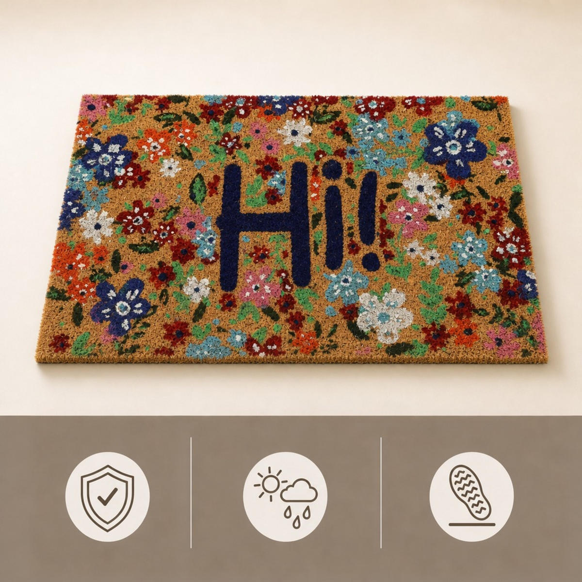 FUSSMATTE Mehrfarbig Kokosfaser 60x40 cm - Multicolor, Kunststoff/Textil (60/40cm) - Relaxdays