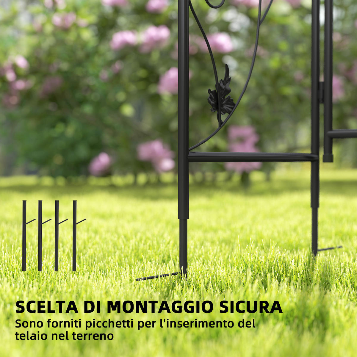GARTENBOGEN,MIT Tor Metallspalier 2,2x1m,schwarz - Schwarz, Metall (58/16/91cm) - Vallsero