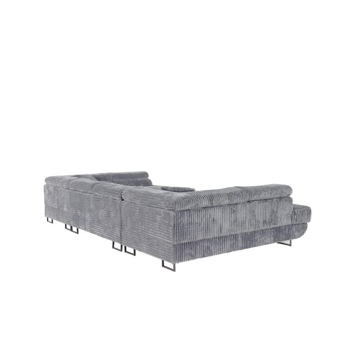 WOHNLANDSCHAFT Luis U mit Schlaffunktion und Bettkasten, 340 cm, Grau - Grau, Textil/Metall (340/88/205cm) - AN-Moebel 4u