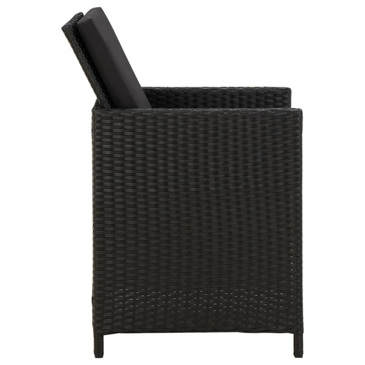 GARTENSTÜHLE mit Kissen 4 Stk. Poly Rattan Schwarz - Schwarz, Kunststoff (52/85/52cm) - furnicato