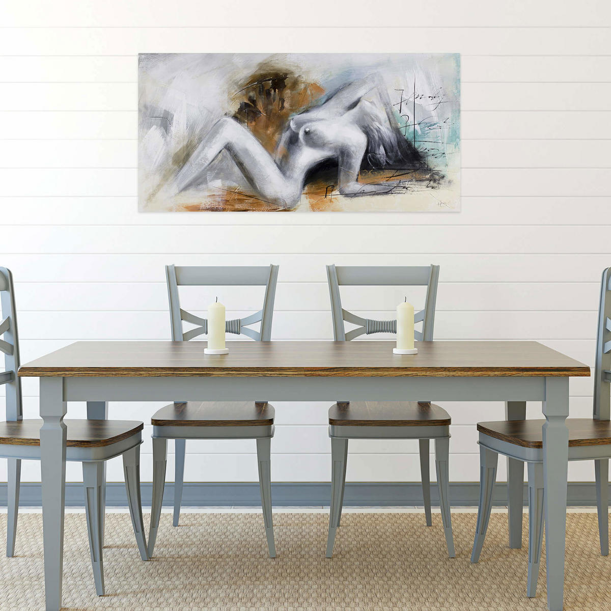 ÖLGEMÄLDE 120/60 cm - Braun/Grau, Holz/Textil (120/60cm) - KUNSTLOFT