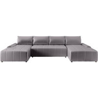 WOHNLANDSCHAFT Costa U Hellgrau - Silberfarben/Hellgrau, Kunststoff/Textil (367/80/169cm) - Beautysofa