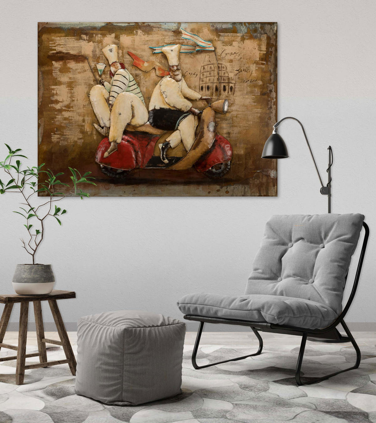 METALLBILD Rot 100/70 cm - Beige/Rot, Metall (4.6/70cm) - KUNSTLOFT