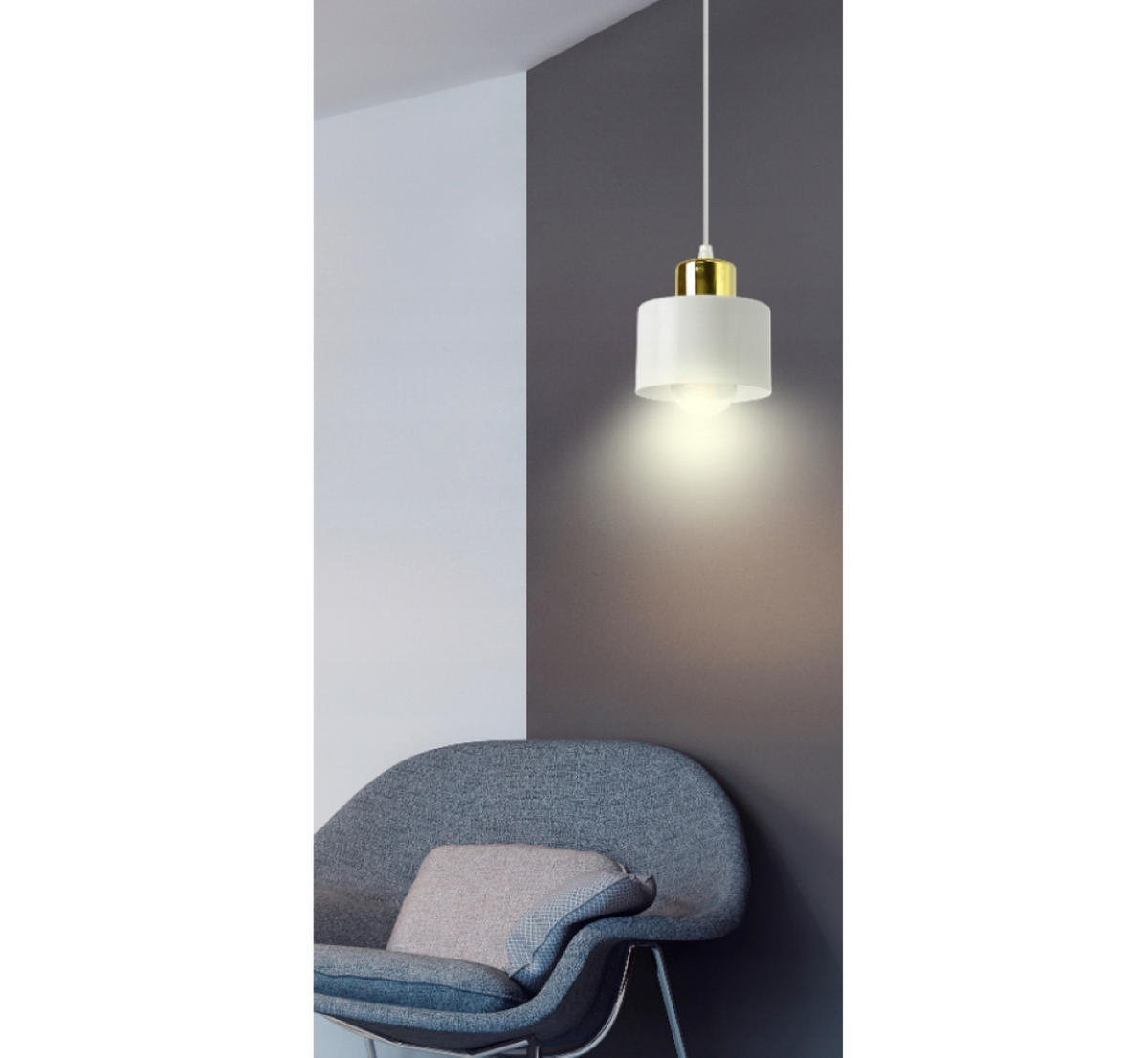 PENDELLEUCHTE Roller - Goldfarben/Weiß, Metall (12/12/70cm) - kiki design