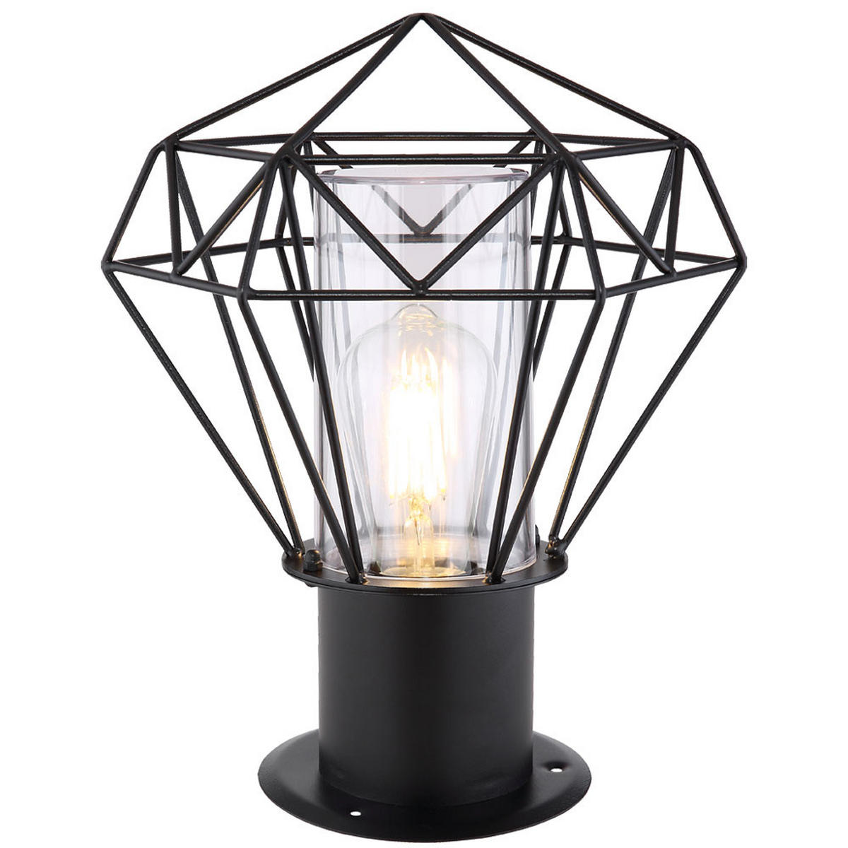 LED STEHLEUCHTE Edelstahl Schwarz Gitteroptik - Schwarz, Kunststoff/Metall (22.5/25.5/31.5cm) - Globo Lighting