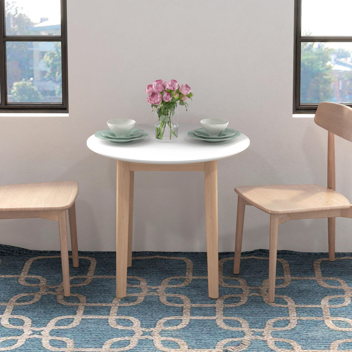 ESSTISCH, Kiefernholz, Weiß - Weiß, Holz (75/75/76cm) - HOMCOM