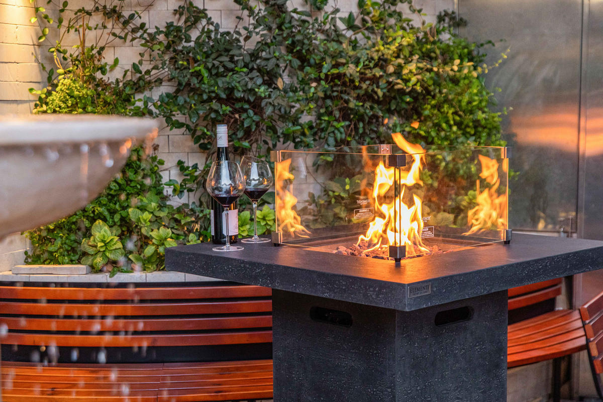 FEUERTISCH MONTREALl Bartische aus Beton 56/56/106 cm - Dunkelgrau, Stein (87/106/87cm) - Elementi