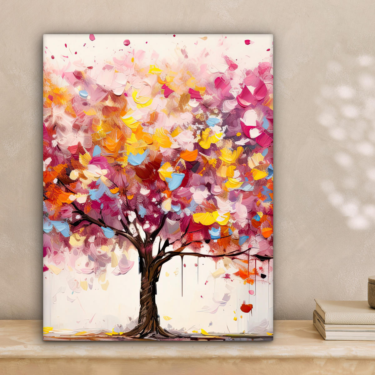 LEINWANDBILD Aquarell - Baum - Kunst - Abstrakt Room Decor 30x40 cm - Multicolor, Textil (30/40cm) - MuchoWow