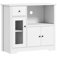 KÜCHENSCHRANK Sideboard mit Mikrowellenregal, 3 Türen, Schublade, Weiß - Weiß, Holzwerkstoff (35/72.2/80cm) - HOMCOM