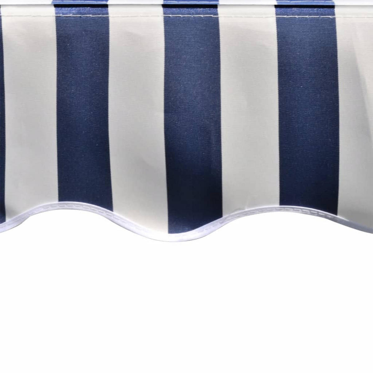 MARKISENSTOFF mit Volant| Blau-Weiß, für 400x300cm Rahmen| Markisenbespannung Markisentuch - Blau, Textil (380/0.3/295cm) - DELUKE