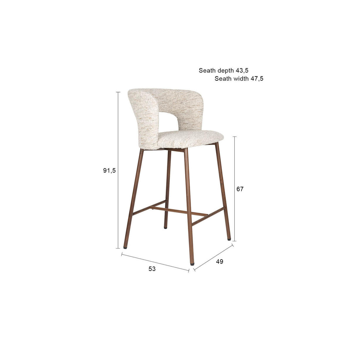 BARHOCKER Chelsea Beige - 2 er Set - Beige, Kunststoff (53/91.5/49cm) - Housecraft Living