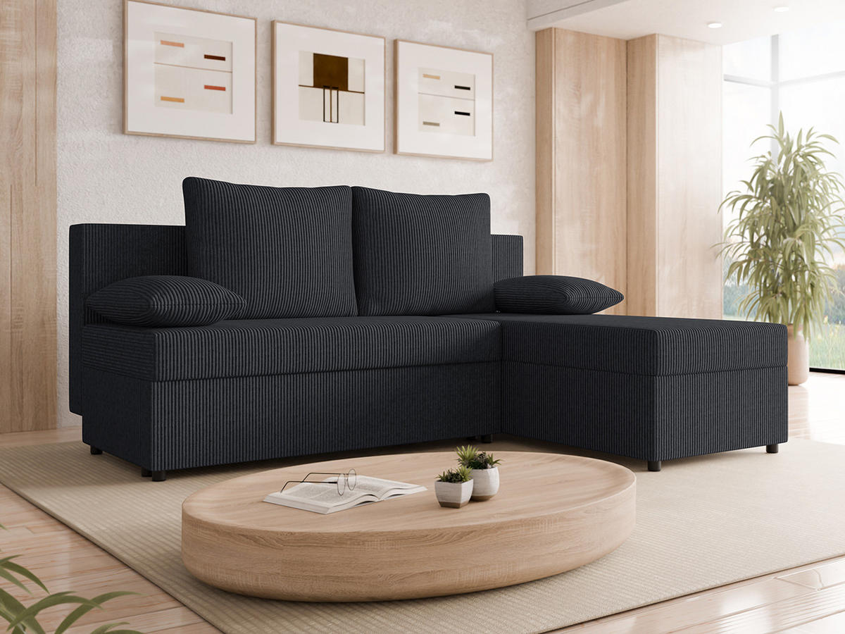 ECKSOFA Maxi - Schwarz, Holz/Kunststoff (197/145cm) - MIRJAN24