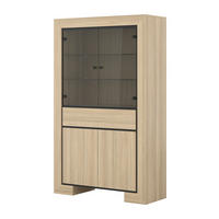 VITRINE LUNO 185 / 113 cm in Eichefarben - Eichefarben/Schwarz, Holzwerkstoff (113/185/41cm) - MASSENO